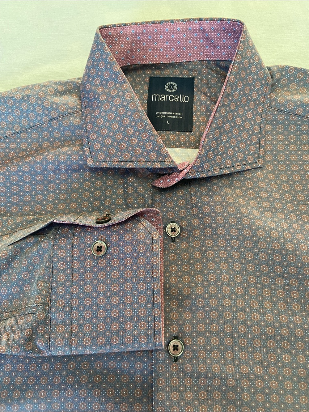 Marcello Men's Casual Button-Down Shirt - Geometric Pattern
